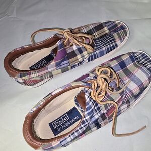 Polo Ralph Lauren Plaid Vaughn Sneakers Size 8.5D